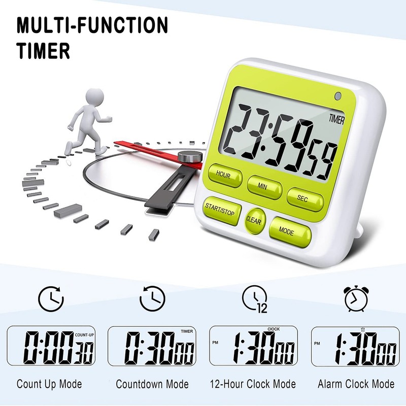KTKUDY Digital Kitchen Timer with Mute/Loud Alarm Switch ON/Off Switch,