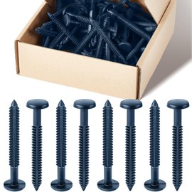 Blulu 60 Pcs 3 Inch Vinyl Shutter Fastener Window Panel Peg Lok Pin Pegs Screws Shutter Spikes Anchor (Classic Blue)