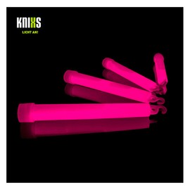 KNIXS Pack of 25 Power Glow Sticks (15 cm) with Special Hooks and Mounting Strap - Pink Luminous for Party, Festival, Outdoor or as Decoration