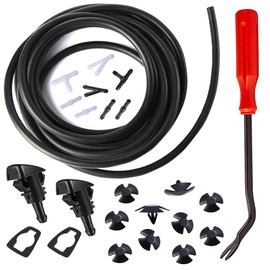 Windshield Washer Sprayer Nozzles Kit - 4 Meters Windshield Sprayer Nozzle for Chrysler Dodge Jeep ram, with Hose Connectors & Hood Insulation Retainers & Plastic Fastener Remover