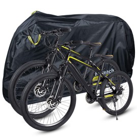 Faireach Bike Cover, Waterproof, Thick, Tear-Resistant, 420D Ultra-Thick, Double Stitching, Windproof Buckles, Lock Hole, UV Protection, For Bikes Up to 29 inches, w/ Storage Bag, Covers Up to 2 Bikes