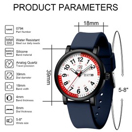 Blekon Pulsometer Nurse Watch with Secondhand – Scrub Matching Band Colors for Medical Professionals – Super Easy to Read Dial w/Day and Date Indicator, Waterproof Watch