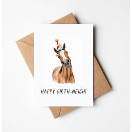 LCsky456 Happy Birth - Neigh! Card - Happy Birthday Card - Funny Horse Birthday Card - Funny Birthday Cards For Friends Family - Horse Card - Animal Funny Birthday Card - Card For Horse Lovers