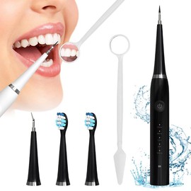 [Free!ship] 2 In 1 Teeth Plaque Tartar Remover Eleatric Toothbrush + Oral Care Teeth Cleaning Kit Dental Calculus Remover with 5 Adjustable Modes, USB Rechargeable Portable Personal Dental Care Kit - Colour: WhiteB, w/ Toothbrush Head: No