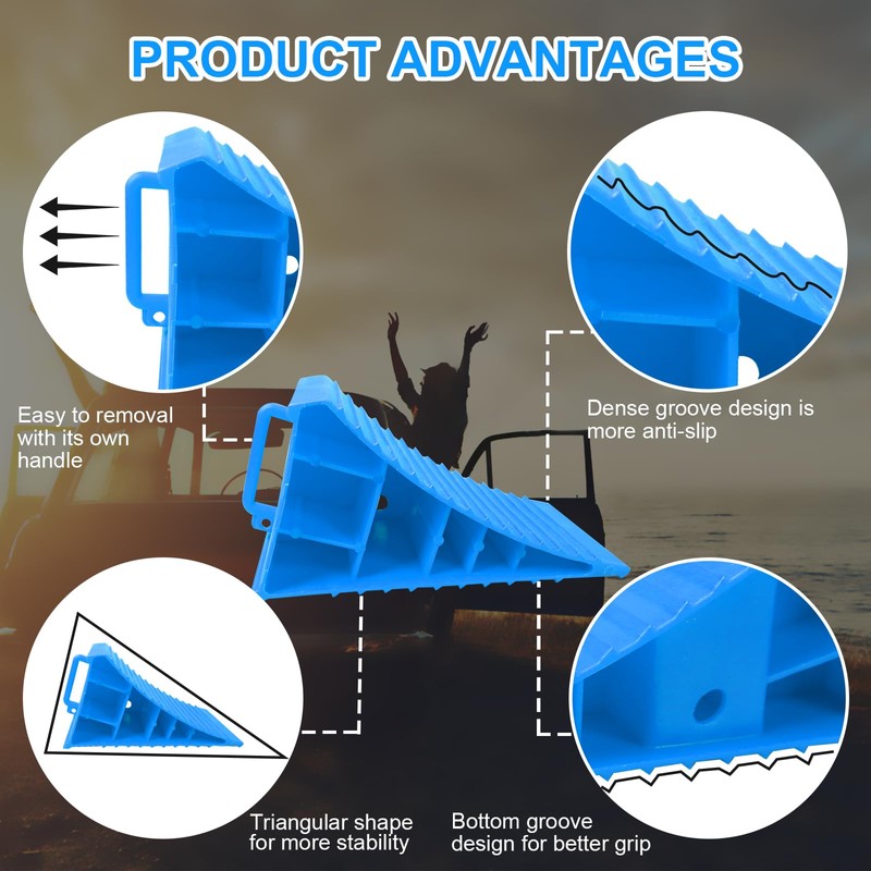 LEIDGG 4Pack Wheel Chocks for RV Trailer Non Slip Heavy