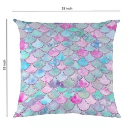 Wajade Mermaid Scale Cushion Covers 2 Packs of Colorful Mermaid Scale Throw Pillow Cases Plush Home Decorative for Girls Bedroom Sofa Chair 45 x 45 cm