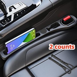 Car Seat Side Filler, PU Leather Car Seat Side Storage Strip, Phone Key Ticket Holder, Automotive Interior Organizer Accessories for Stowing & Tidying, Car Accessories, Men Gifts, Automotive Stuff:_Beige_2pcs