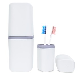 SietDESEO Toothbrush Travel Case Portable Travel Toothbrush Holder Toothbrush and Toothpaste Travel Case for Camping Business School Trip Home Toothbrush Travel Containers(White)