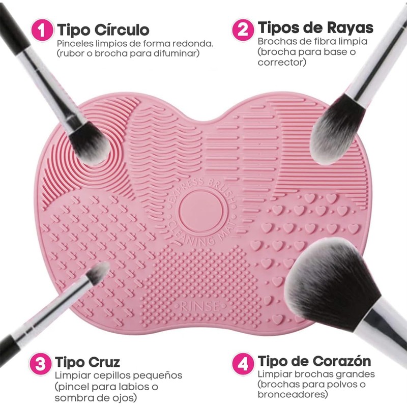 Set de 2 Tapetes Limpiadores de Silicona para Brochas Maquillaje,