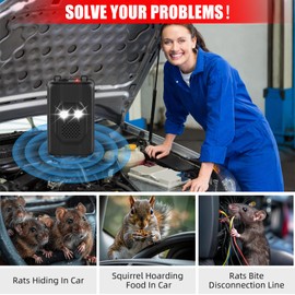 2 Pack Ultrasonic Rodent Repellent for Car Engines,Battery Powered Car Rodent Repellent Under Hood,Mice Mouse Deterrent for Cars Keeping Rodents Out of Car Garage Warehouse