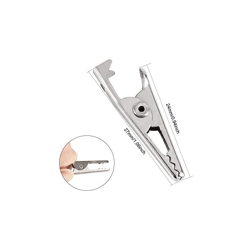 100PCS 1.06IN / 27mm Mini Metal Alligator Clips, Crocodile Clamps