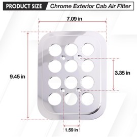 Fresh Filter CF19501C Chrome Exterior Cab Air Filter Compatible With Kenworth T600 T450 T800 W800 W900 T600B W900L 1986-2015-Up With 2 Filter Layer