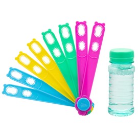 Onda Bubble Sticks, Set of 3, Bubble Liquid with Blowing Rod, Shake Type, Fan Shape, Bubble Kids, Yellow, Blue, Green, Pink, ST Mark, Toy, 3 P Colors Not Available