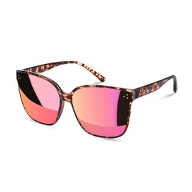 Sumato Sunglasses Womens, Oversized Pink Sunglasses for Women with Trendy Mirrored Lens UV400 Blocking Tortoise