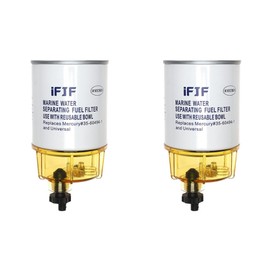 iFJF S3213 Fuel Water Separating Filter & R25T Nylon Fuel Bowl Replacement for 3/8 Inch Marine Outboard Motors, 10 Micron Replace 35-809097 MAR-24563-03-00 18-7919 C14568 2 Packs