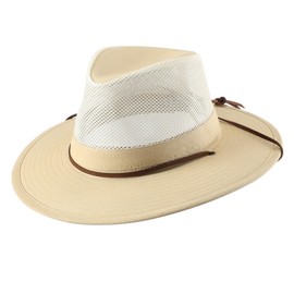Home Prefer Cotton Summer Fedora Hat Wide Brim Sun Hats for Men Women UPF 50+ Sun Protection Cap for Fishing Hiking Light Khaki 7 1/4