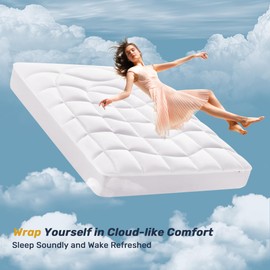 California King Mattress Pad Waterproof - Ergonomic Quilted Fitted Cal King Mattress Topper, 5-Layers Noiseless Washable Mattress Protector Cover with 8"-21" Deep Pocket (White, Cal King, 72x84)