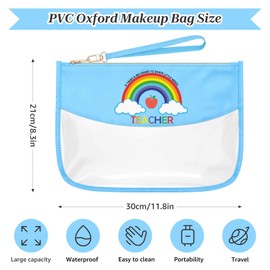 Sazuwu Teacher Appreciation Gifts for Women Blue Makeup Bag Thank You Teacher Gifts from Kids Cosmetic Travel Bag Organizer Teacher's Gifts for Valentine's Day Birthday Graduation