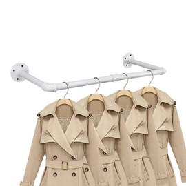 Jeasor Industrial Iron Pipe Clothes Hanging Bar DIY Wall-Mounted Garment Rack Heavy Duty Clothing Rack for Bedroom, Laundry Room, Closet Storage