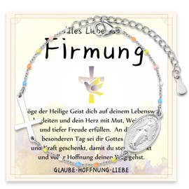 PDTU Gifts for Christening, Confirmation, Communion for Girls, Ladycross Bracelet for Girls, Goddaughter from Parents, Godparents, Grandparents for Confirmation, Christening with Card, Stainless Steel