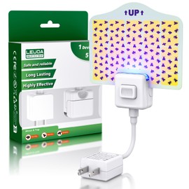 Leuoa Fruit Fly Traps for Indoors,Bug Trap for Home, (Plug -1 Device + 5 Yellow Glue Cards) Light Trap Captures Flying Insect, Fruit Flies, Houseflies, Moths