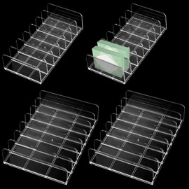 DAKFOOK 4 Pack Lidschatten Palette Organizer, Klar Acryl Make-up Palette Organizer mit 7 Schlitzen, Makeup Palette Halter Kosmetik Organizer für Lidschatten Palette Aufbewahrung, 2 Größen