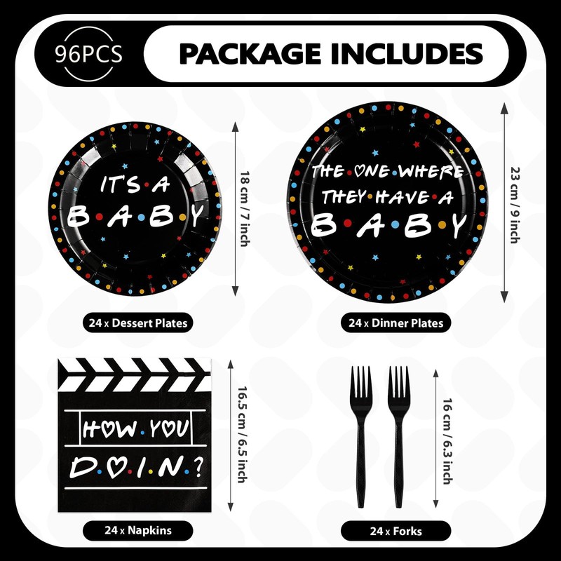 Greencian 96Pcs iFriends How You Doin Party Decorations, Serves 24
