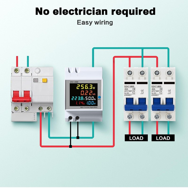 DEWIN Electric Meter, 6 in 1 Digital Energy Meter 100A