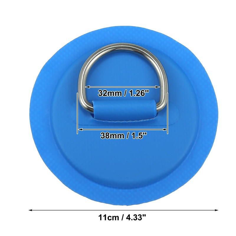 X AUTOHAUX 4pcs 11cm Blue D Ring Patch PVC Stainless