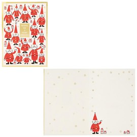 Sanrio JX 4-3 522074 Christmas Greeting Card, Message Card, Woodblock Print Santa