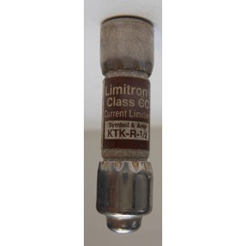 Eaton Bussmann Series Class CC, KTK-R, Fast-Acting, Dual-Element Current Limiting Fuse, 0.5 A, Rejection Style, Interrupting Rating of 200kA at 600Vac