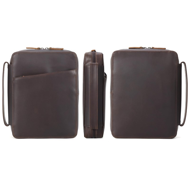 Polare Full Grain Leather Bible Cover Church Bag 10x7.5x2.2 inch