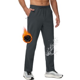 MAGCOMSEN Men's Winter Pants Waterproof Sweatpants Fleece Lined Insulated Stretch Hiking Work Pants for Men Dark Grey 32