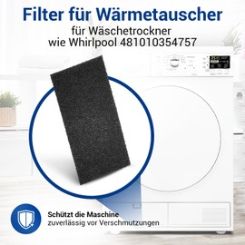 VIOKS 3 x Sponge Filter Dryer 225 x 107 x 8 mm Replacement for Whirlpool Filter 481010354757 - Bauknecht Dryer Filter & Filter for Whirlpool Tumble Dryers