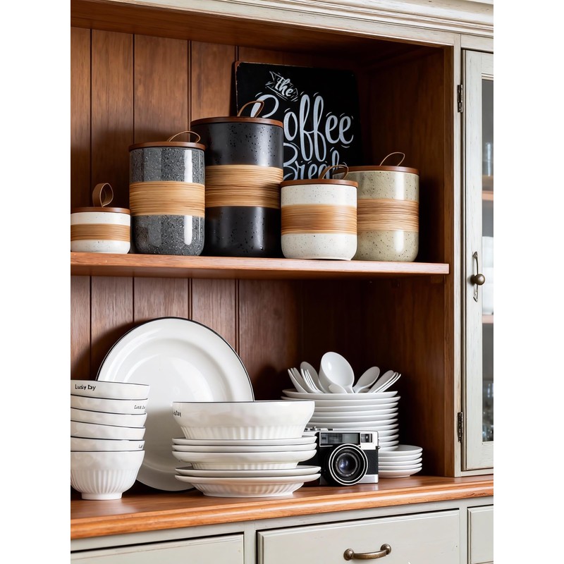 Miamolo Ceramic Jar with Lid, Coffee Container Kitchen Food Storage