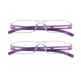 VisionGlobal 2 Pairs Reading Glasses, Blue Light Blocking Glasses, Computer Reading Glasses for Women and Men, Fashion Square Eyewear Frame (2purple,+3.25 Magnification)