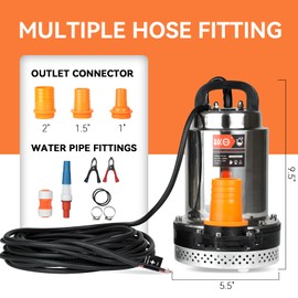 BACOENG DC 24V Solar Water Pump, Submersible Well Pump 23FT, 24GPM Lift for Farm & Ranch