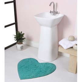 Home Weavers Bell Flower Collection 25"x25" Heart 100% Cotton Tufted Bath Rugs, Extra Soft and Absorbent Bath Rugs, Non-Slip Bath Mats, Machine Washable, Bathroom Bath Mats for Floor, Turquoise
