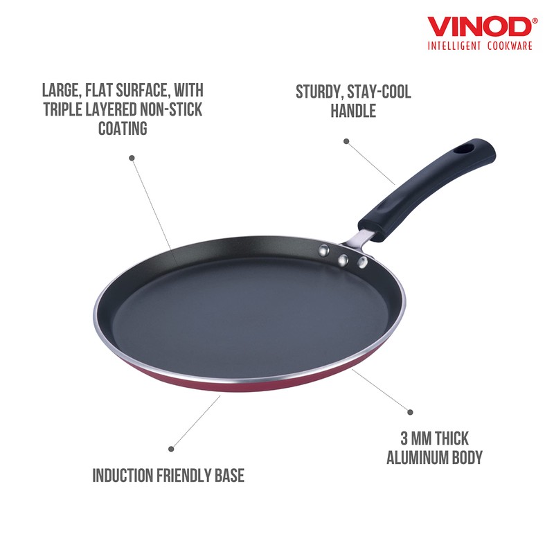 Vinod Cookware Dosa Griddle (Tawa) with Induction Base - 100%