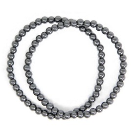 SM Stainless Steel Gold Silver Rose gold Beaded Ball Bracelets Set for Women Stretchable Elastic Bracelet (4mm Solid 2pcs - Black)