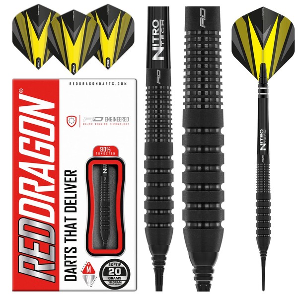 RED DRAGON Phantom 18 Grams Professional Tungsten Softip Darts Set with Flights and Nitrotech Shafts (Shafts)