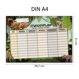 younikat Timetable Wipe Clean for Hanging I Dinosaur I Includes Pen Rewritable I School Gift Dino I dv1072