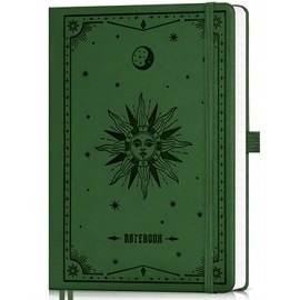 Blank Notebook, A5 Notebook Blank Journal - 320 Pages, 100gsm Thick Paper, Hardcover Leather, Art Sketchbook for Drawing, Unlined, Plain Sketch Book for Women Men Work Writing, 8 x 6 Inch (Green)