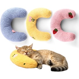 3 PCS Cat Pillows for Indoor Cat and Small Dog, Calming Dog Pillows, Half Donut Dog Cutated Calming Pillow, Cozy Bed Pillow Cute Rabbit Pillows (Yellow, Blue, Pink, One Size)