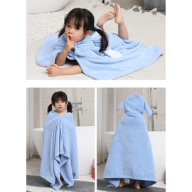 HUOCAI Premium Hooded Towels For Kids 33x59 inch | Beach Or Bath Towel | Rabbit design | Ultra Soft and Extra Large | 100% Cotton Childrens Swimming/Bath Towel with Hood for Girls （blue）