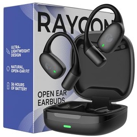 Raycon Essential Open Earbuds – Auriculares inalámbricos True Wireless de oído abierto con Bluetooth 6.0, ultraligeros, diseño de gancho cómodo, resis