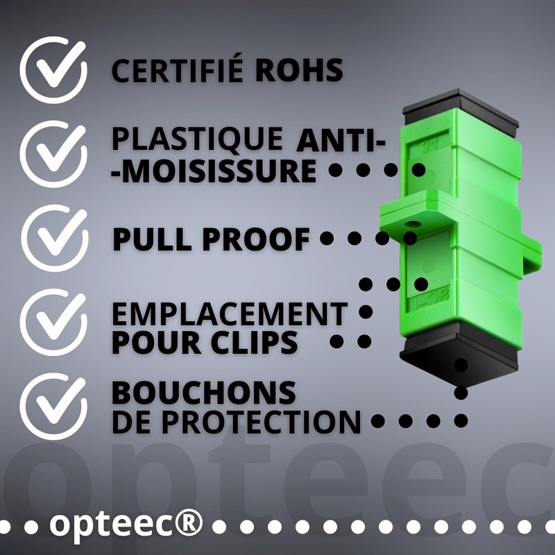 opteec® Coupler/Adapter - SC-APC/SC-APC - Female/Female - for Fiber Optic