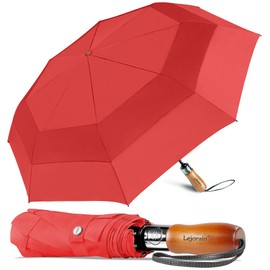 Lejorain Large Golf Umbrella for Rain - 54 Inch Automatic Windproof Compact Travel Umbrellas Double Canopy Heavy Duty Folding Umbrella for Men & Women
