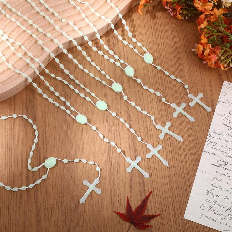 50 Pcs Glow in the Dark Rosary Beads, 17 Inch