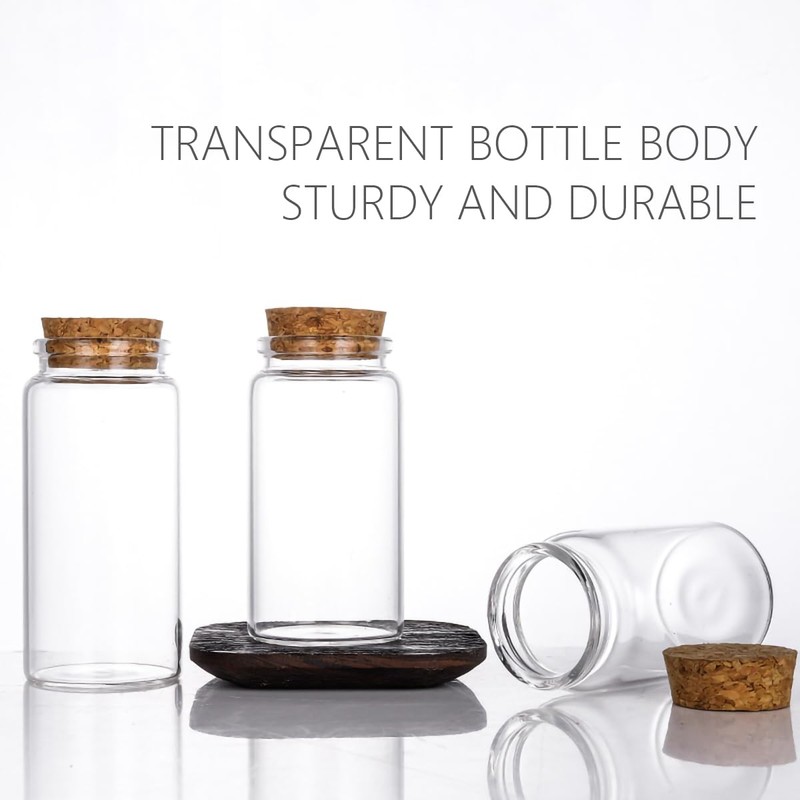 ICSTM Glass Bottles with Cork,2 Pack 5oz Empty Clear Glass